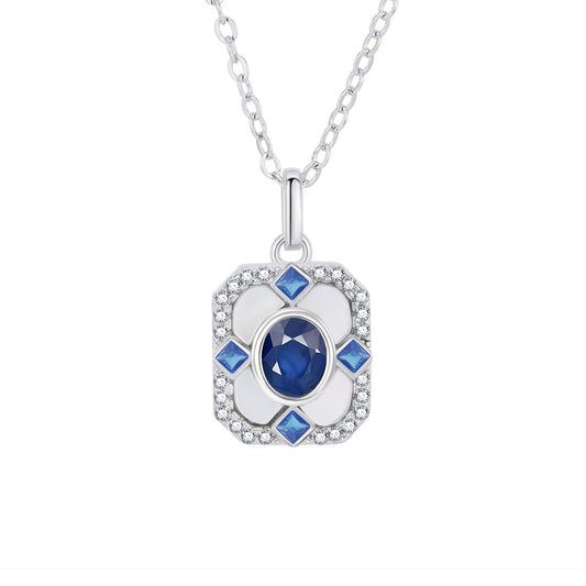 925 藍寶石珍珠母純銀頸鏈